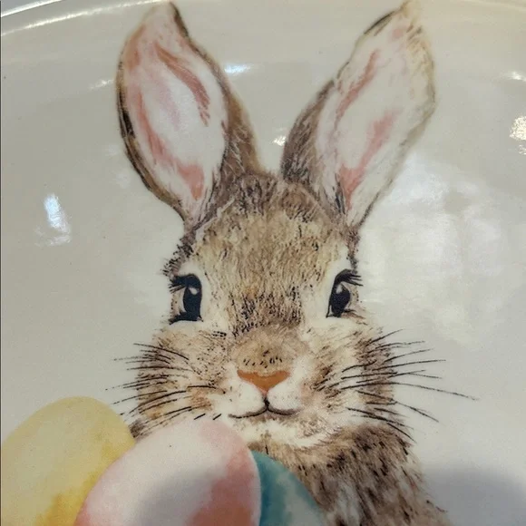 Oval Easter Bunny Ceramic Serving Bowl - Picture 4 of 7